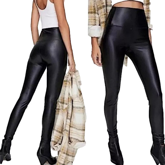 Wilfred Free Leggings Womens Medium Black Aritzia Daria Vegan Faux Leather M - Picture 8 of 8